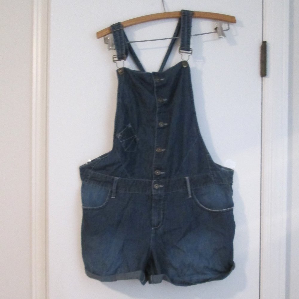 Blue Jean Denim Bib Overall Shorts Shortalls with Pockets & Adjustable Straps